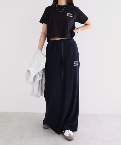ANME（アンメ）の「【セルフカット】ANMEロゴ刺繍リブロングタイトスカート（スカート・レディース・ダークネイビー/ベージュ系その他/ブラック/杢グレー・M/L）」の18枚目の写真