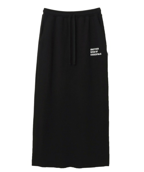 ANME(アンメ)の「セルフカットリブANMEエンブロイダリーロゴタイトスカート(スカート・レディース・ダークネイビー/ベージュ系その他/ブラック/杢グレー・M/L)」の9枚目の写真