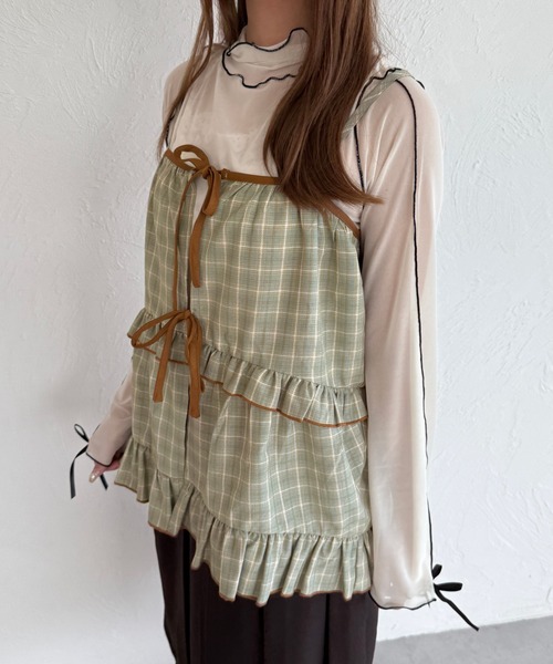 kutir（クティール）の「チェックリボンフリルビスチェ（その他