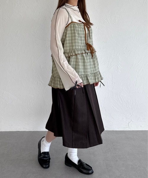 kutir（クティール）の「チェックリボンフリルビスチェ（その他トップス・レディース・ブルー/ベージュ/レッド/ブラウン/ライトグリーン/ブルー系その他・FREE）」の17枚目の写真