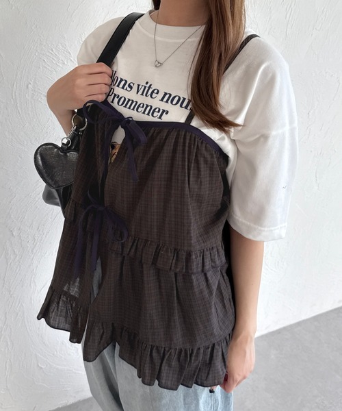 kutir（クティール）の「チェックリボンフリルビスチェ（その他トップス・レディース・ブルー/ベージュ/レッド/ブラウン/ライトグリーン/ブルー系その他・FREE）」の7枚目の写真