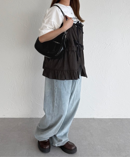 kutir（クティール）の「チェックリボンフリルビスチェ（その他トップス・レディース・ブルー/ベージュ/レッド/ブラウン/ライトグリーン/ブルー系その他・FREE）」の10枚目の写真