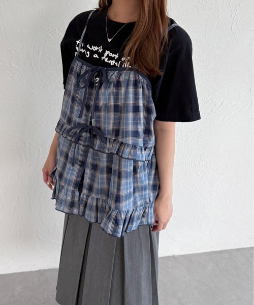 kutir（クティール）の「チェックリボンフリルビスチェ（その他トップス・レディース・ブルー/ベージュ/レッド/ブラウン/ライトグリーン/ブルー系その他・FREE）」の20枚目の写真