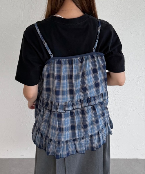 kutir（クティール）の「チェックリボンフリルビスチェ（その他トップス・レディース・ブルー/ベージュ/レッド/ブラウン/ライトグリーン/ブルー系その他・FREE）」の21枚目の写真