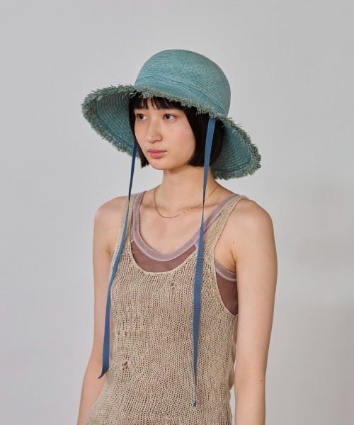 OVERRIDE（オーバーライド）の「OVERRIDE  LOG COL RAFFIA HAT / オーバーライド（ハット・レディース・ブルー/ピンク/マスタード・M/57.5cm）」の7枚目の写真