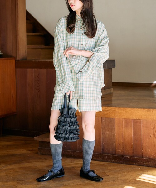 セール】限定展開 チェック柄 ショート パンツ（セットアップ
