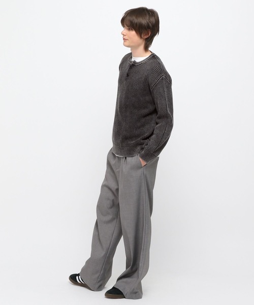 LAND MUSEUM（ランドミュージアム）の「LAND MUSEUM／ピグメントヘンリーニット（ニット/セーター・メンズ・ブラック/ネイビー・LARGE/MEDIUM）」の5枚目の写真