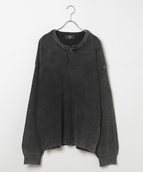 LAND MUSEUM（ランドミュージアム）の「LAND MUSEUM／ピグメントヘンリーニット（ニット/セーター・メンズ・ブラック/ネイビー・LARGE/MEDIUM）」の14枚目の写真