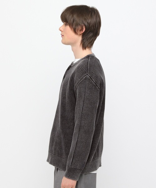 LAND MUSEUM（ランドミュージアム）の「LAND MUSEUM／ピグメントヘンリーニット（ニット/セーター・メンズ・ブラック/ネイビー・LARGE/MEDIUM）」の17枚目の写真