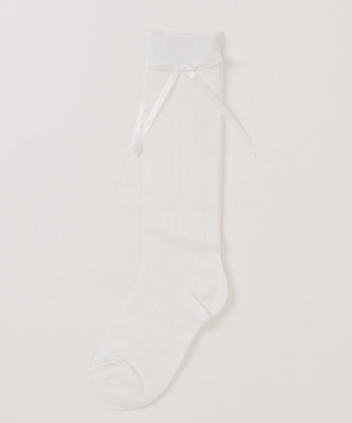 apres jour（アプレジュール）の「【apres jour×ARIAZ】リボン付きハイソックス（ソックス/靴下・レディース・オフホワイト/ブラック・FREE）」の9枚目の写真
