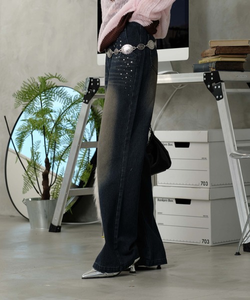 セール】フロントスタッズデニム（デニムパンツ）｜sedacle girl