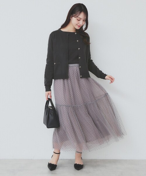 index(インデックス)の「《5color》ポケットデザイン付きクルーネックカーディガン【洗濯機洗い可】(カーディガン/ボレロ・レディース・チャコール/オレンジ系/オフホワイト/ネイビー/ナチュラル・36/42/38/40)」の20枚目の写真