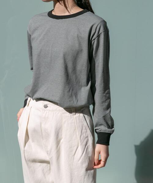 FORK&SPOON（フォークアンドスプーン）の「FORK&SPOON　CAVEボーダーロングスリーブTシャツ（Tシャツ/カットソー・レディース・ブラック系その他/ホワイト系その他・1）」の3枚目の写真