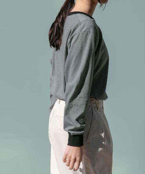 FORK&SPOON（フォークアンドスプーン）の「FORK&SPOON　CAVEボーダーロングスリーブTシャツ（Tシャツ/カットソー・レディース・ブラック系その他/ホワイト系その他・1）」の6枚目の写真
