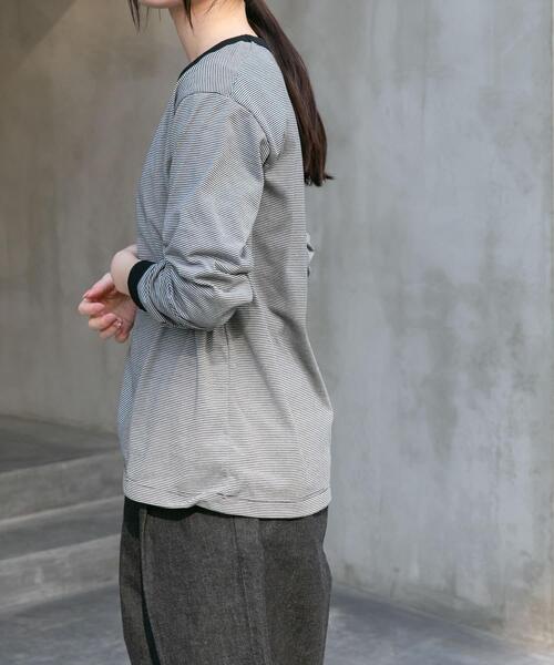 FORK&SPOON（フォークアンドスプーン）の「FORK&SPOON　CAVEボーダーロングスリーブTシャツ（Tシャツ/カットソー・レディース・ブラック系その他/ホワイト系その他・1）」の9枚目の写真