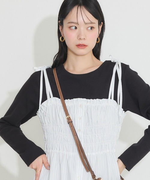 earth music&ecology（アースミュージックアンドエコロジー）の「2WAY釦リブプルオーバー（Tシャツ/カットソー・レディース・オフホワイト/アイボリー/ブラック/ネイビー・S/M）」の3枚目の写真