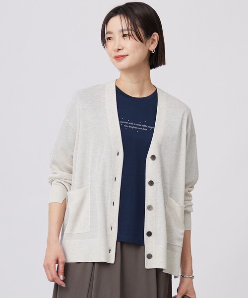 J.PRESS(ジェイプレス)の「【洗える】Vis/Peスパーク ニット カーディガン(カーディガン/ボレロ・レディース・アイボリー系/ベージュ系/サックスブルー系/ネイビー系・T13)」の2枚目の写真