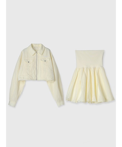 EIMY ISTOIRE（エイミーイストワール）の「バルーンシルエットセットアップ（セットアップ・レディース・ライトイエロー/ネイビー/ベージュ・F）」の3枚目の写真