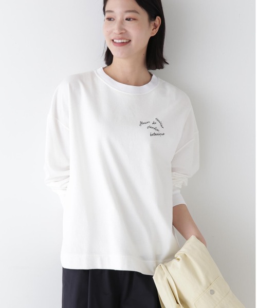 human woman（ヒューマンウーマン）の「【ピンク/WEB限定カラー】◆ミニ裏毛ロゴトレーナー（Tシャツ/カットソー・レディース・ピンク/ホワイト/イエロー/グレー系その他・MEDIUM）」の2枚目の写真