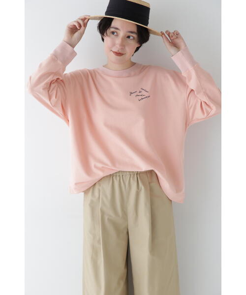 human woman（ヒューマンウーマン）の「【ピンク/WEB限定カラー】◆ミニ裏毛ロゴトレーナー（Tシャツ/カットソー・レディース・ピンク/ホワイト/イエロー/グレー系その他・MEDIUM）」の7枚目の写真