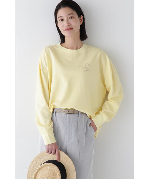 human woman（ヒューマンウーマン）の「【ピンク/WEB限定カラー】◆ミニ裏毛ロゴトレーナー（Tシャツ/カットソー・レディース・ピンク/ホワイト/イエロー/グレー系その他・MEDIUM）」の8枚目の写真