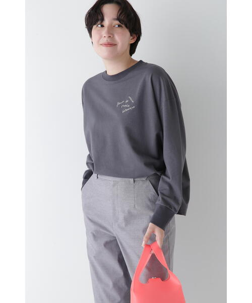 human woman（ヒューマンウーマン）の「【ピンク/WEB限定カラー】◆ミニ裏毛ロゴトレーナー（Tシャツ/カットソー・レディース・ピンク/ホワイト/イエロー/グレー系その他・MEDIUM）」の9枚目の写真