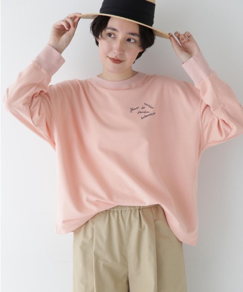 human woman（ヒューマンウーマン）の「【ピンク/WEB限定カラー】◆ミニ裏毛ロゴトレーナー（Tシャツ/カットソー・レディース・ピンク/ホワイト/イエロー/グレー系その他・MEDIUM）」の5枚目の写真