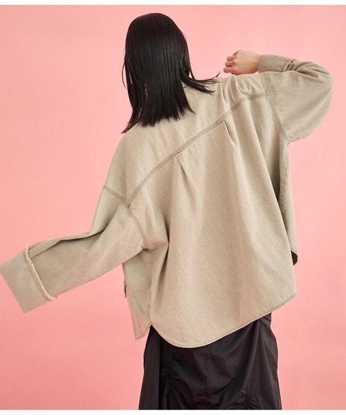 Settimissimo（セッティミッシモ）の「ワイド ロールアップスリーブ デニム オーバーブルゾン（デニムジャケット・レディース・ブルー/グレー・FREE）」の6枚目の写真