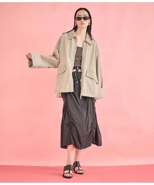 Settimissimo（セッティミッシモ）の「ワイド ロールアップスリーブ デニム オーバーブルゾン（デニムジャケット・レディース・ブルー/グレー・FREE）」の3枚目の写真