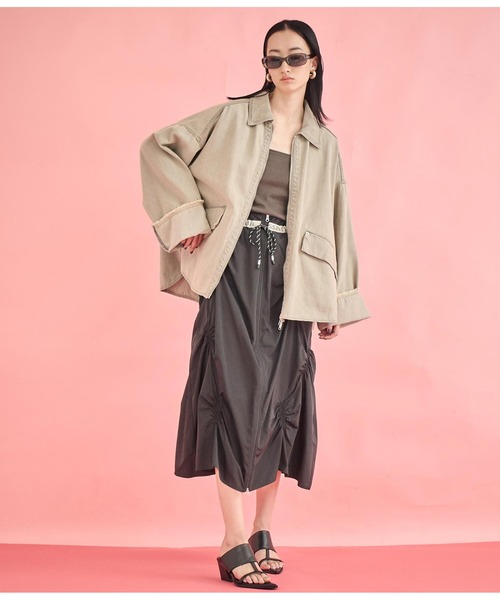 Settimissimo（セッティミッシモ）の「ワイド ロールアップスリーブ デニム オーバーブルゾン（デニムジャケット・レディース・ブルー/グレー・FREE）」の12枚目の写真