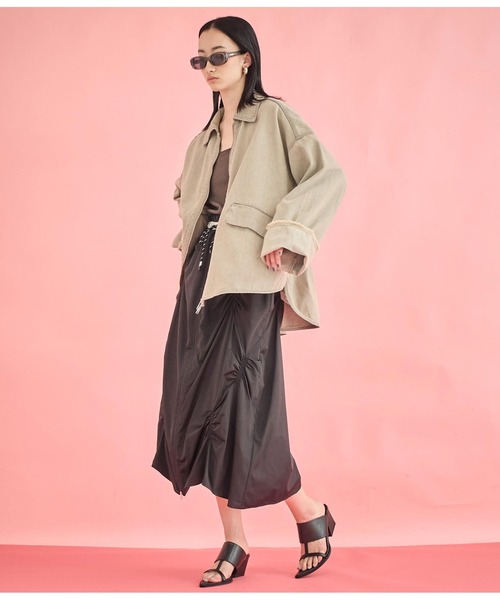 Settimissimo（セッティミッシモ）の「ワイド ロールアップスリーブ デニム オーバーブルゾン（デニムジャケット・レディース・ブルー/グレー・FREE）」の20枚目の写真