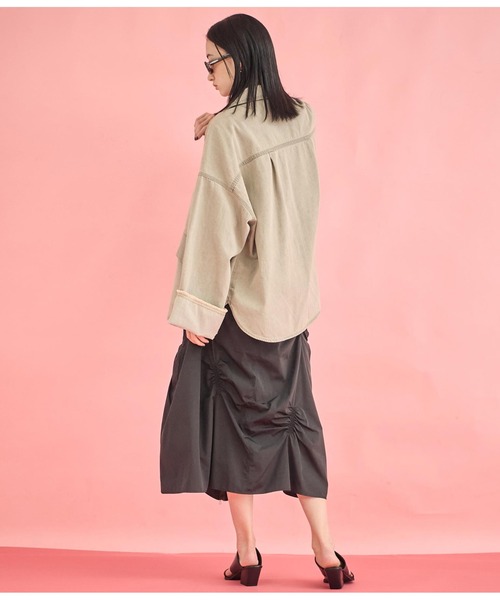 Settimissimo（セッティミッシモ）の「ワイド ロールアップスリーブ デニム オーバーブルゾン（デニムジャケット・レディース・ブルー/グレー・FREE）」の16枚目の写真