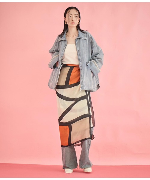 Settimissimo（セッティミッシモ）の「ワイド ロールアップスリーブ デニム オーバーブルゾン（デニムジャケット・レディース・ブルー/グレー・FREE）」の13枚目の写真