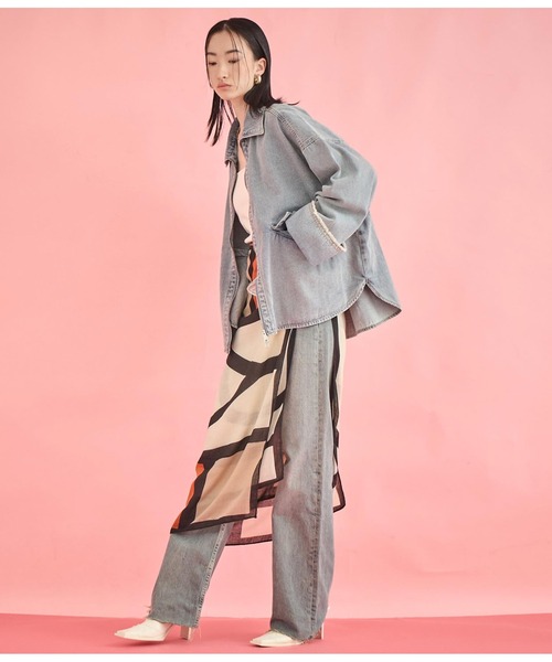 Settimissimo（セッティミッシモ）の「ワイド ロールアップスリーブ デニム オーバーブルゾン（デニムジャケット・レディース・ブルー/グレー・FREE）」の21枚目の写真