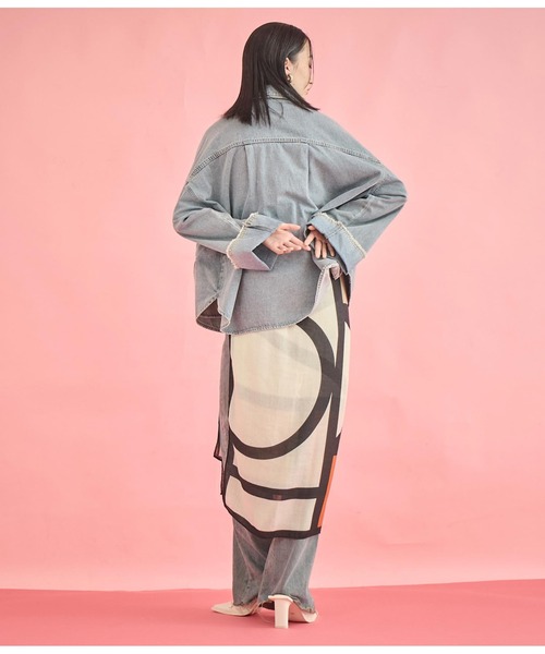 Settimissimo（セッティミッシモ）の「ワイド ロールアップスリーブ デニム オーバーブルゾン（デニムジャケット・レディース・ブルー/グレー・FREE）」の17枚目の写真