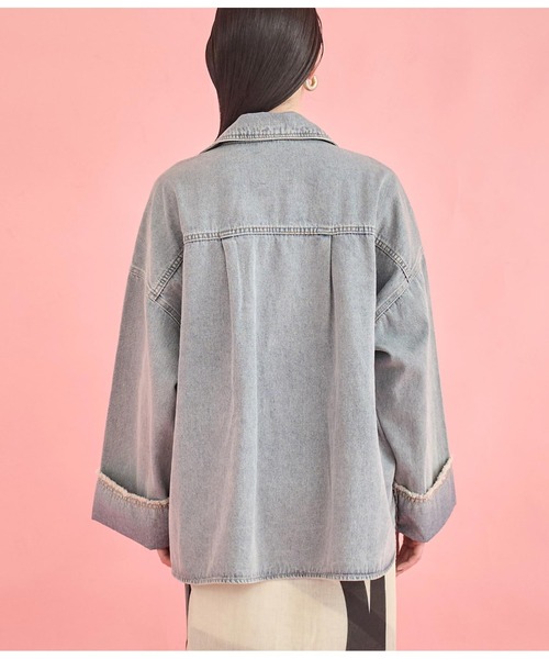 Settimissimo（セッティミッシモ）の「ワイド ロールアップスリーブ デニム オーバーブルゾン（デニムジャケット・レディース・ブルー/グレー・FREE）」の18枚目の写真