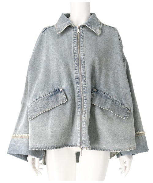 Settimissimo（セッティミッシモ）の「ワイド ロールアップスリーブ デニム オーバーブルゾン（デニムジャケット・レディース・ブルー/グレー・FREE）」の22枚目の写真