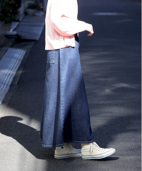 SOMETHING（サムシング）の「【SOMETHING】スプレッドスカート（デニムスカート・レディース・ダークインディゴブルー・M/L/S）」の3枚目の写真