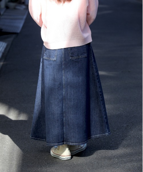 SOMETHING（サムシング）の「【SOMETHING】スプレッドスカート（デニムスカート・レディース・ダークインディゴブルー・M/L/S）」の4枚目の写真