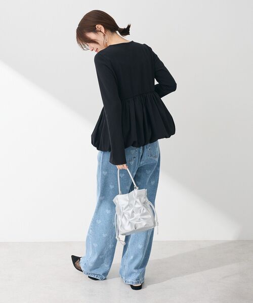 Sugar spoon（シュガースプーン）の「・SUGAR SPOON 裾バルーンプルオーバー（Tシャツ/カットソー・レディース・オフホワイト/杢グレー/ブラック/ピンク・FREE）」の12枚目の写真