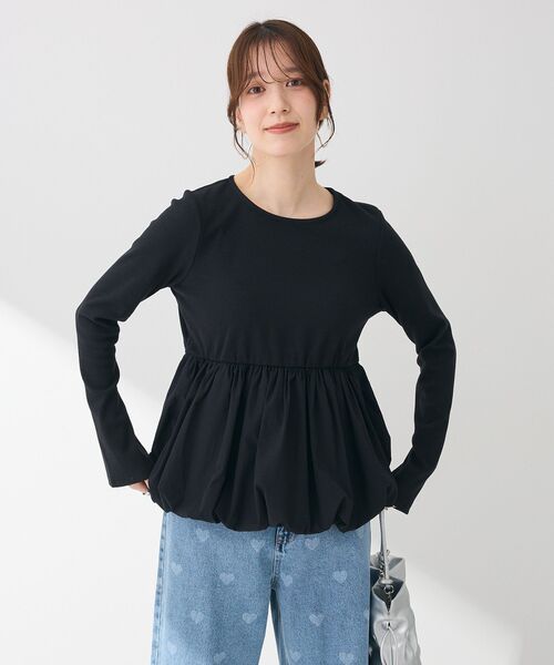 Sugar spoon（シュガースプーン）の「・SUGAR SPOON 裾バルーンプルオーバー（Tシャツ/カットソー・レディース・オフホワイト/杢グレー/ブラック/ピンク・FREE）」の13枚目の写真