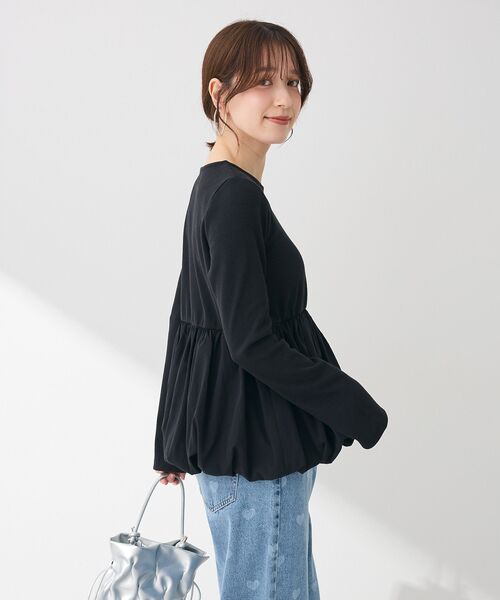 Sugar spoon（シュガースプーン）の「・SUGAR SPOON 裾バルーンプルオーバー（Tシャツ/カットソー・レディース・オフホワイト/杢グレー/ブラック/ピンク・FREE）」の14枚目の写真