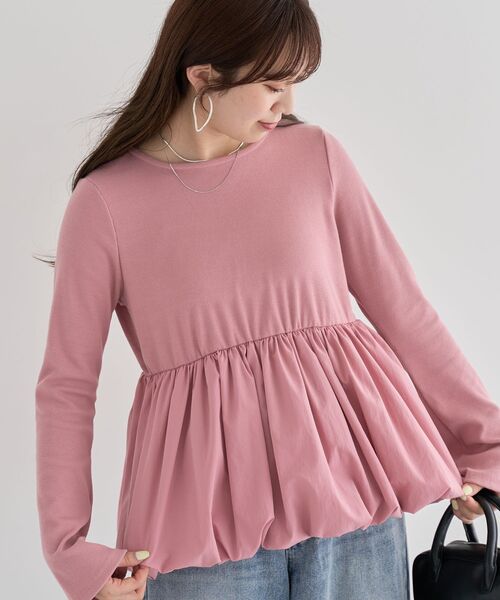 Sugar spoon（シュガースプーン）の「・SUGAR SPOON 裾バルーンプルオーバー（Tシャツ/カットソー・レディース・オフホワイト/杢グレー/ブラック/ピンク・FREE）」の17枚目の写真