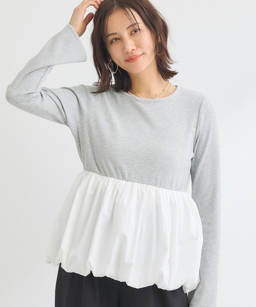 Sugar spoon（シュガースプーン）の「・SUGAR SPOON 裾バルーンプルオーバー（Tシャツ/カットソー・レディース・オフホワイト/杢グレー/ブラック/ピンク・FREE）」の3枚目の写真