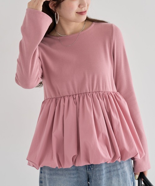 Sugar spoon（シュガースプーン）の「・SUGAR SPOON 裾バルーンプルオーバー（Tシャツ/カットソー・レディース・オフホワイト/杢グレー/ブラック/ピンク・FREE）」の4枚目の写真