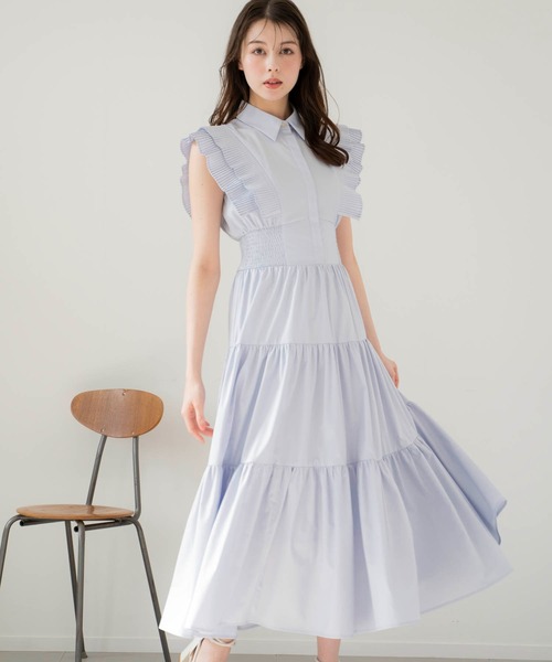 NOELA(ノエラ)の「プリーツフリルティアードワンピ(ワンピース・レディース・ブラック/イエロー/サックスブルー・S/M)」の3枚目の写真