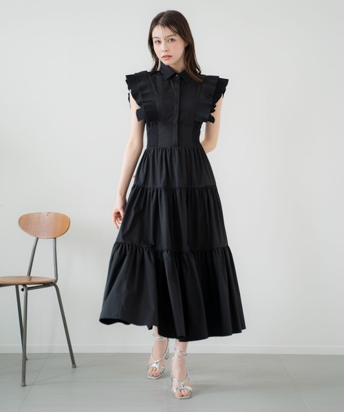 NOELA(ノエラ)の「プリーツフリルティアードワンピ(ワンピース・レディース・ブラック/イエロー/サックスブルー・S/M)」の4枚目の写真