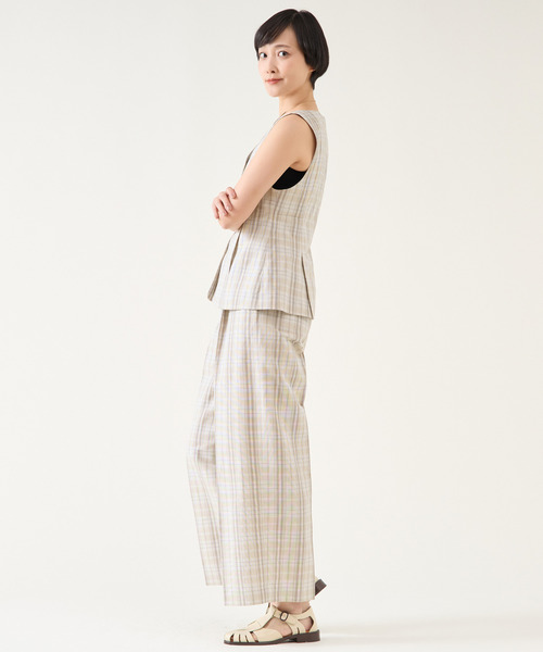 平織サマーチェック/ポプリンジレ(セットアップ可) セール】平織サマーチェック/ポプリンジレ（セットアップ可）（ベスト