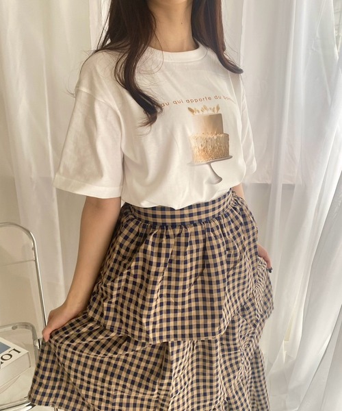 merrylatte（メリーラテ）の「『低身長用サイズあり』スイーツプリント半袖Tシャツ（Tシャツ/カットソー・レディース・ホワイト/A/B/C/D・SMALL/MEDIUM/X-SMALL）」の5枚目の写真