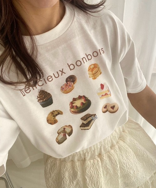 merrylatte（メリーラテ）の「『低身長用サイズあり』スイーツプリント半袖Tシャツ（Tシャツ/カットソー・レディース・ホワイト/A/B/C/D・SMALL/MEDIUM/X-SMALL）」の6枚目の写真